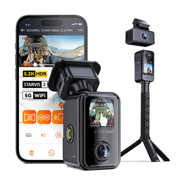 Vantrue E360 Ace 5K 3CH Wifi GPS 360 gradi dashcam