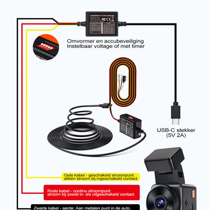 Vantrue VP01 kit cablato USB-C 3 fili